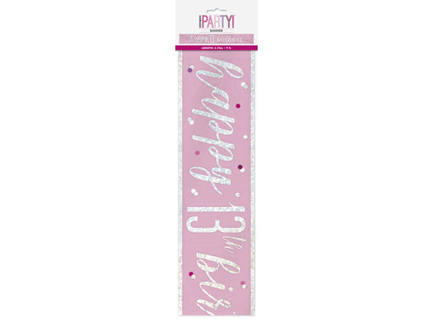 Rosa & Sølv Glitz - #13 1 Foliebanner - 2,9m
