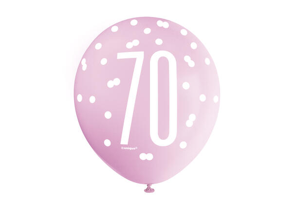 Rosa & Sølv Glitz - #70 6 Gummiballonger - 30cm (12") - 3 farger