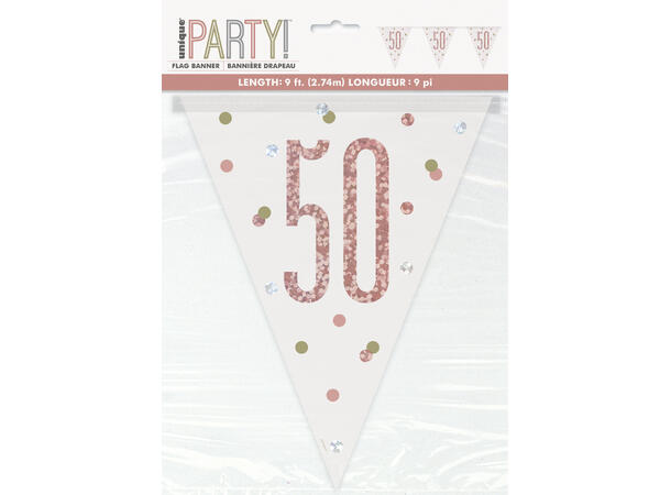 Rosegull Glitz - #50 1 Flaggbanner i plast - 2,9m