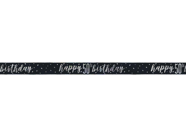 Sort & Sølv Glitz - #50 1 Foliebanner - 2,9m