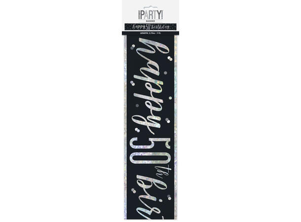 Sort & Sølv Glitz - #50 1 Foliebanner - 2,9m