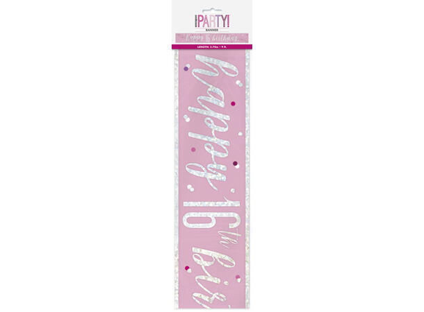 Rosa & Sølv Glitz - #16 1 Foliebanner - 2,9m