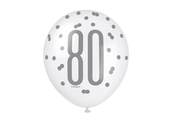 Rosa & Sølv Glitz - #80 6 Gummiballonger - 30cm (12") - 3 farger