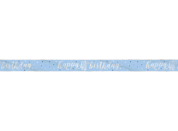 Blå & Sølv Glitz - #40 1 Foliebanner - 2,9m