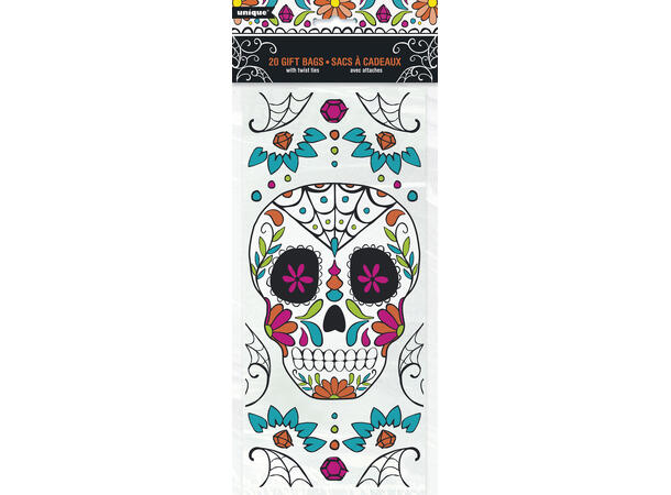 Kranie Day of the Dead 20 Cellofanposer - 28x13cm, inkl lukkere
