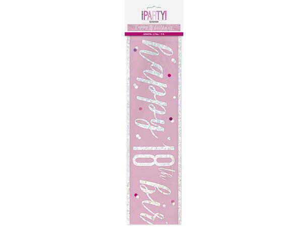 Rosa & Sølv Glitz - #18 1 Foliebanner - 2,9m