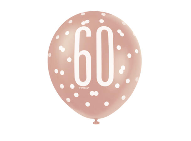 Rosegull Glitz - #60 6 Gummiballonger - 30cm (12") - 3 farger