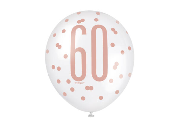Rosegull Glitz - #60 6 Gummiballonger - 30cm (12") - 3 farger