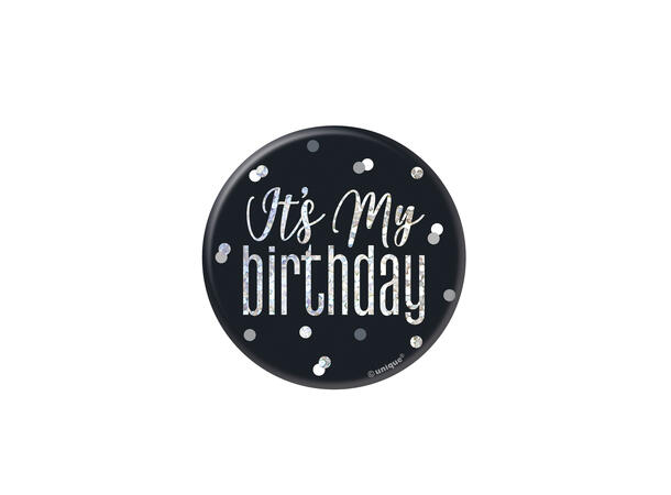 Sort & Sølv Glitz 'Its My Birthday' 1 merke - 7,5cm