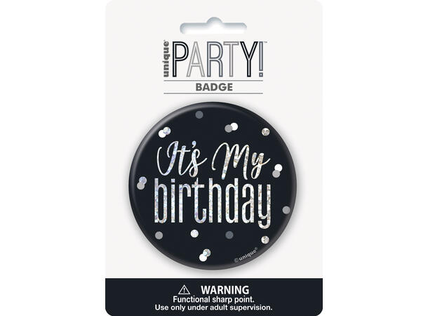 Sort & Sølv Glitz 'Its My Birthday' 1 merke - 7,5cm