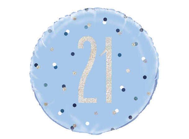 Blå & Sølv Glitz - #21 1 Folieballong - 46cm(18")