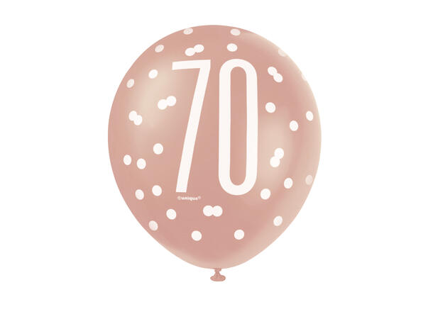 Rosegull Glitz - #70 6 Gummiballonger - 30cm (12") - 3 farger