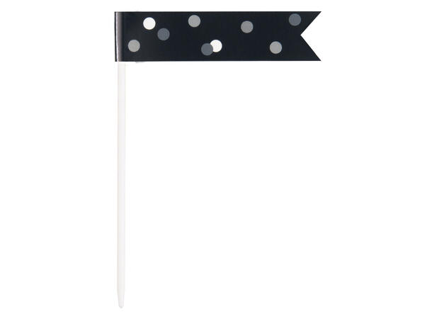Sort & Sølv Glitz 6 Cocktailpinner - Flagg