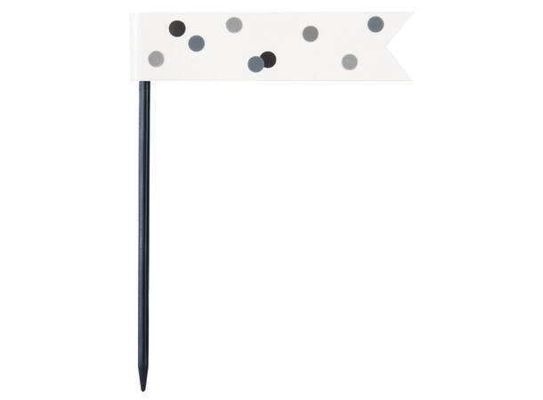 Sort & Sølv Glitz 6 Cocktailpinner - Flagg