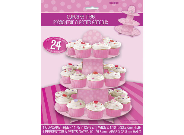Fat til Cupcake - Rosa 1 Cupcake stativ i papp