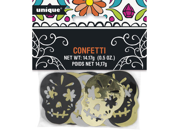 Kranie Day of the Dead - Metalllic 1 Pose bordkonfetti folie - 15g
