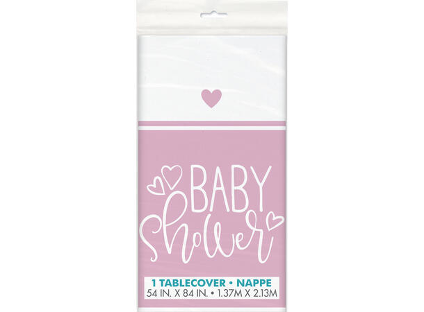 Pink Hearts Baby Shower 1 Plastikkduk firkantet - 137x214cm