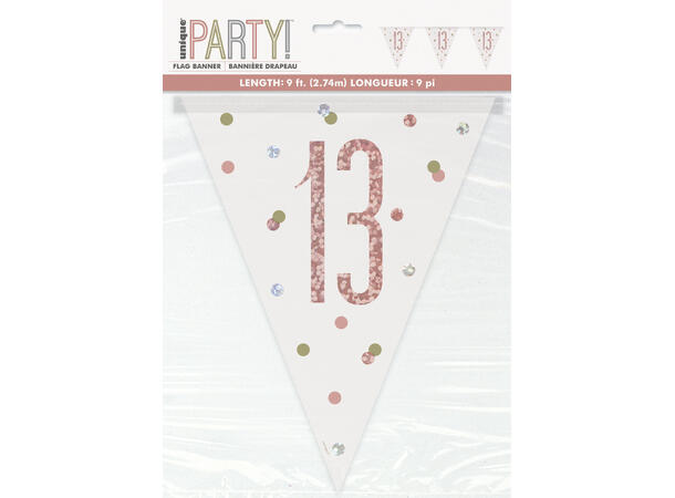 Rosegull Glitz - #13 1 Flaggbanner i plast - 2,9m