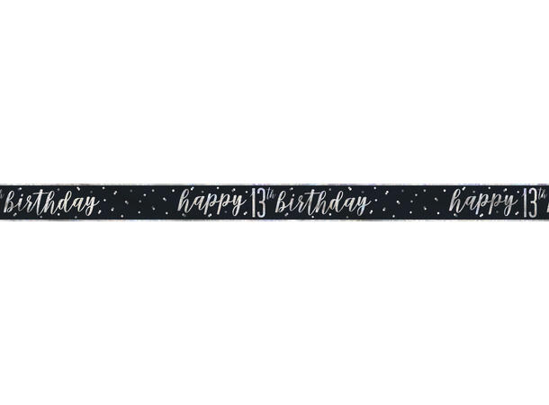 Sort & Sølv Glitz - #13 1 Foliebanner - 2,9m