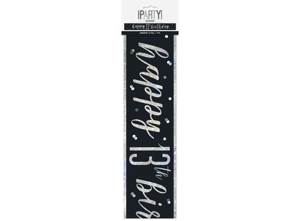Sort & Sølv Glitz - #13 1 Foliebanner - 2,9m