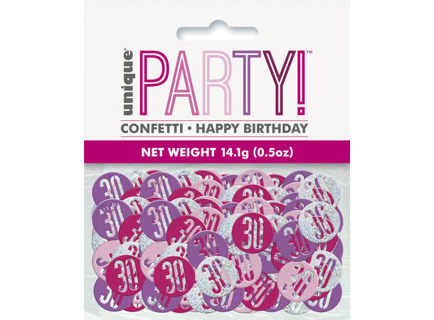 Rosa & Sølv Glitz - #30 1 Pose Bordkonfetti - 15g