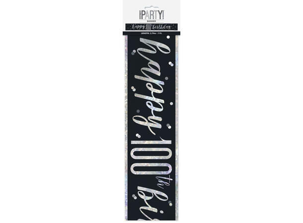 Sort & Sølv Glitz - #100 1 Foliebanner - 2,9m