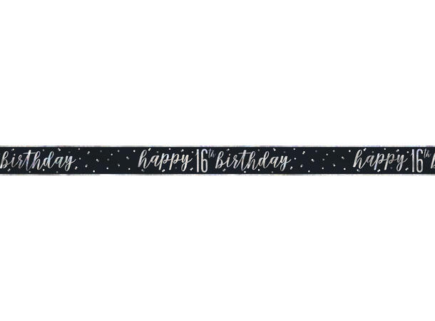 Sort & Sølv Glitz - #16 1 Foliebanner - 2,9m