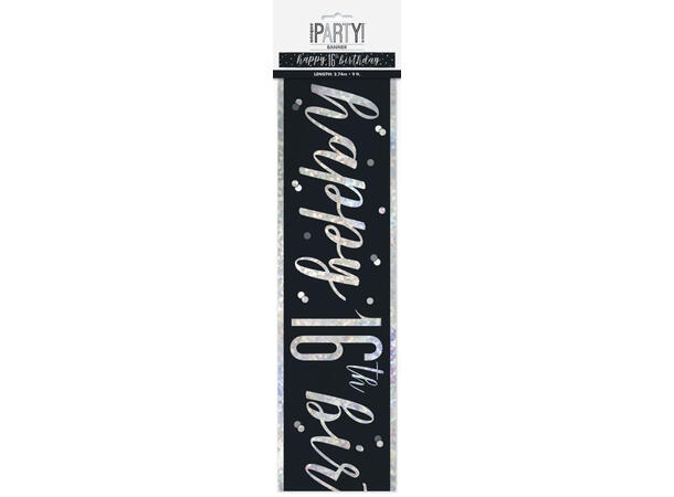 Sort & Sølv Glitz - #16 1 Foliebanner - 2,9m