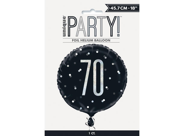 Sort & Sølv Glitz - #70 1 Folieballong - 46cm(18")