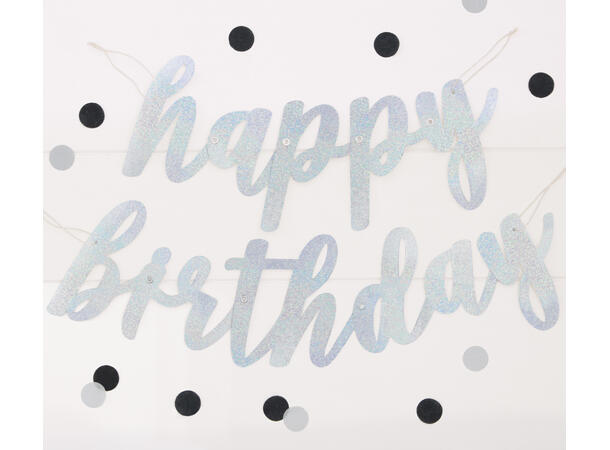 Sort & Sølv Glitz - "Happy Birthday" 1 Leddbanner i papir - 2 deler