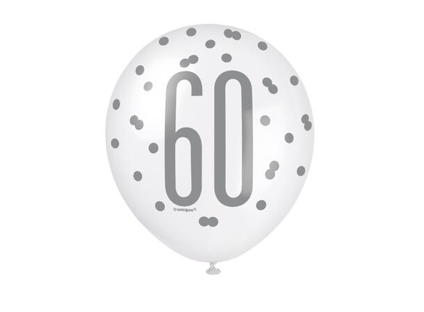 Blå & Sølv Glitz - #60 6 Gummiballonger - 30cm (12") - 3 farger 