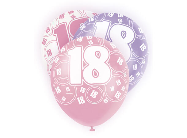 Glitz Rosa - #18 6 Gummiballonger - 30cm (12") - 3 farger