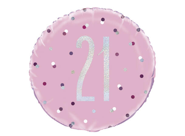 Rosa & Sølv Glitz - #21 1 Folieballong - 46cm(18")