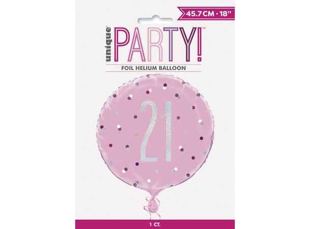 Rosa & Sølv Glitz - #21 1 Folieballong - 46cm(18")