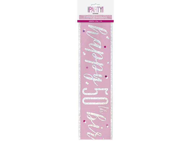 Rosa & Sølv Glitz - #50 1 Foliebanner - 2,9m