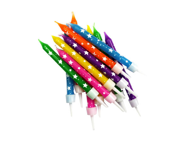 12 Stjerner Kakelys Multi-Farget 7,5cm - Kakelys med holdere