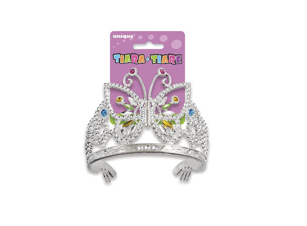 Tiara - Sommerfugl - Glamour 1 Tiara i plast - Onesize