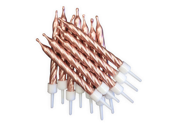 12 Metallic Kakelys Rose Gold 7,5cm - Kakelys med holdere