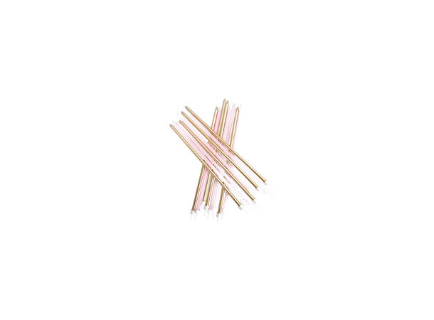 16 Kakelys Pastel Rosa Metallic Blandet 18cm - Ekstra høye kakelys med holdere