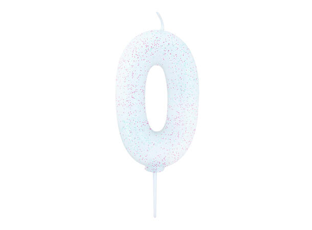 1 Nr 0 Glitter Tall - Irisiderende Støpt kakelys på pinne - 7cm