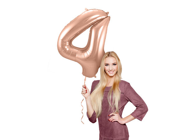 Tallballong - Rosegull 4 1 Folieballong - 86cm (34")