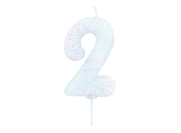 1 Nr 2 Glitter Tall - Irisiderende Støpt kakelys på pinne - 7cm