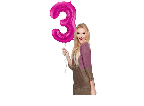 Tallballong - Rosa 3 1 Folieballong - 86cm (34")