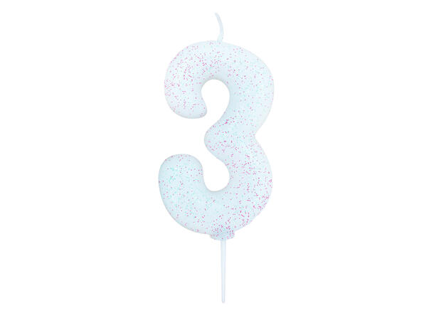 1 Nr 3 Glitter Tall - Irisiderende Støpt kakelys på pinne - 7cm
