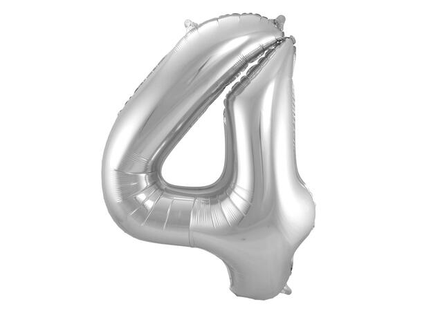 Tallballong - Sølv 4 1 Folieballong - 86cm (34")
