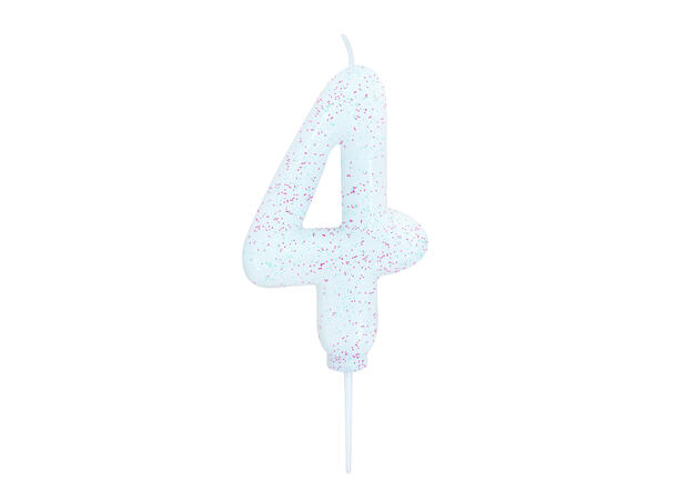 1 Nr 4 Glitter Tall - Irisiderende Støpt kakelys på pinne - 7cm