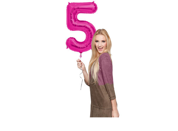 Tallballong - Rosa 5 1 Folieballong - 86cm (34")