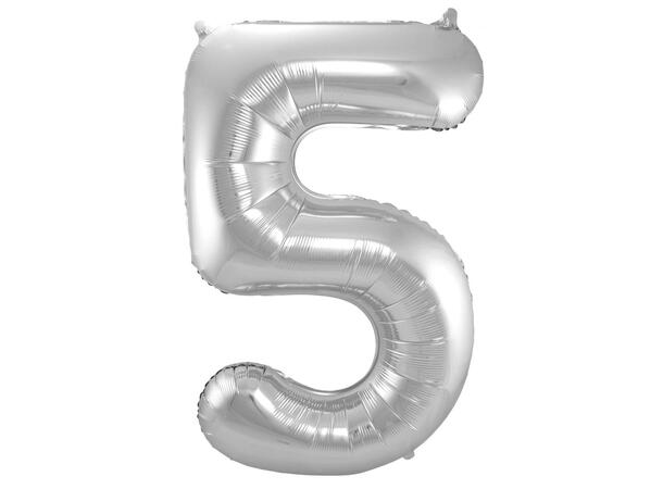 Tallballong - Sølv 5 1 Folieballong - 86cm (34")