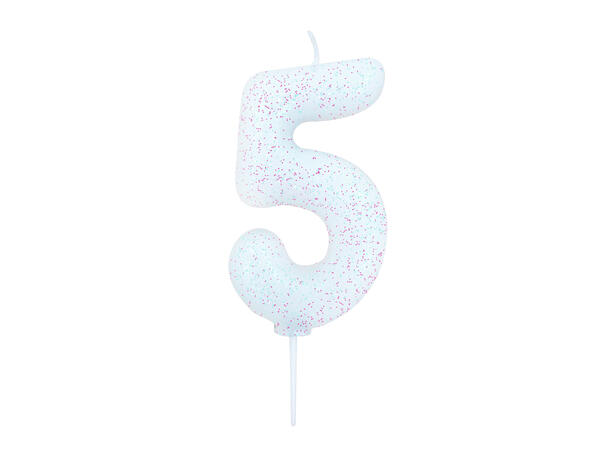 1 Nr 5 Glitter Tall - Irisiderende Støpt kakelys på pinne - 7cm