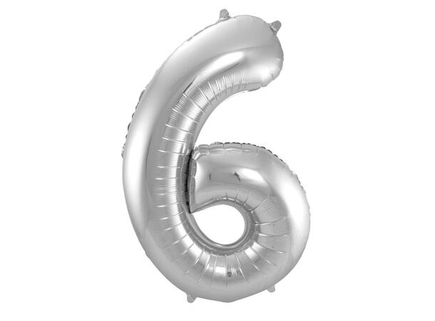 Tallballong - Sølv 6 1 Folieballong - 86cm (34")